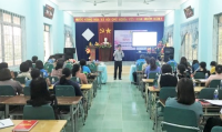 Trung tâm Kiếm soát bệnh tật phối hợp với Liên đoàn Lao động tỉnh tổ chức truyền thông phòng, chống dịch COVID-19 tại huyện Ngọc Hồi